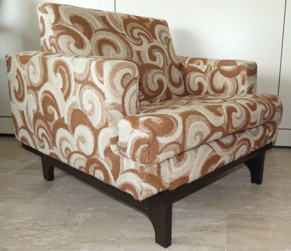Mid-Century Modern Set of 2 Wool Bouclé Armchairs with Optical Patterns, Italy 1960s For Sale
