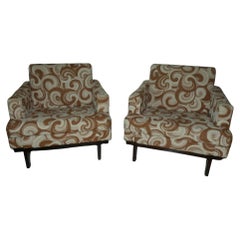 Lote de 2 sillones de lana Bouclé con motivos ópticos, Italia Años 60