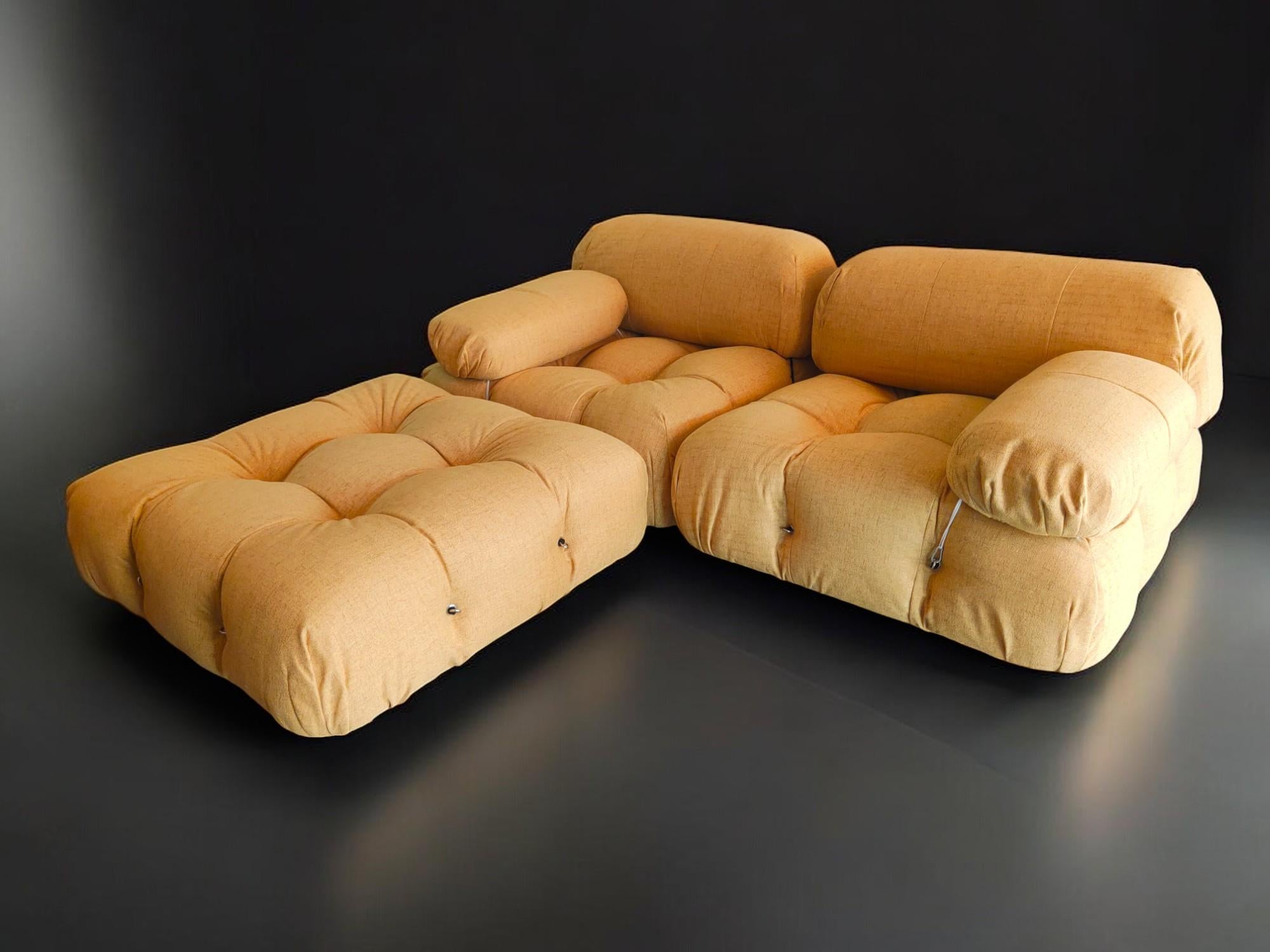 Set of 2 Camaleonda armchairs and pouf by Mario Bellini for B&B Italia, 1970s For Sale 7
