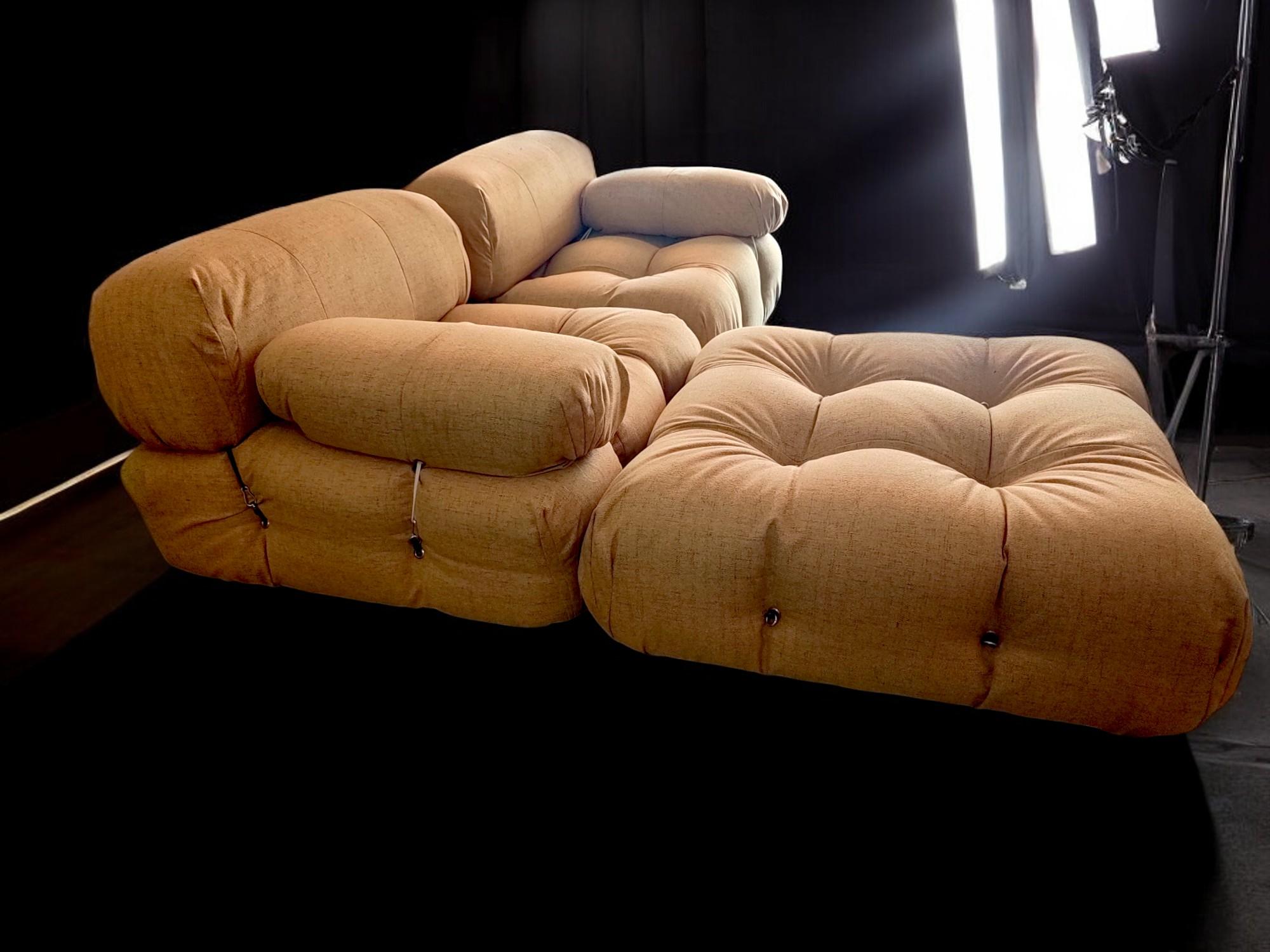 Set of 2 Camaleonda armchairs and pouf by Mario Bellini for B&B Italia, 1970s For Sale 8