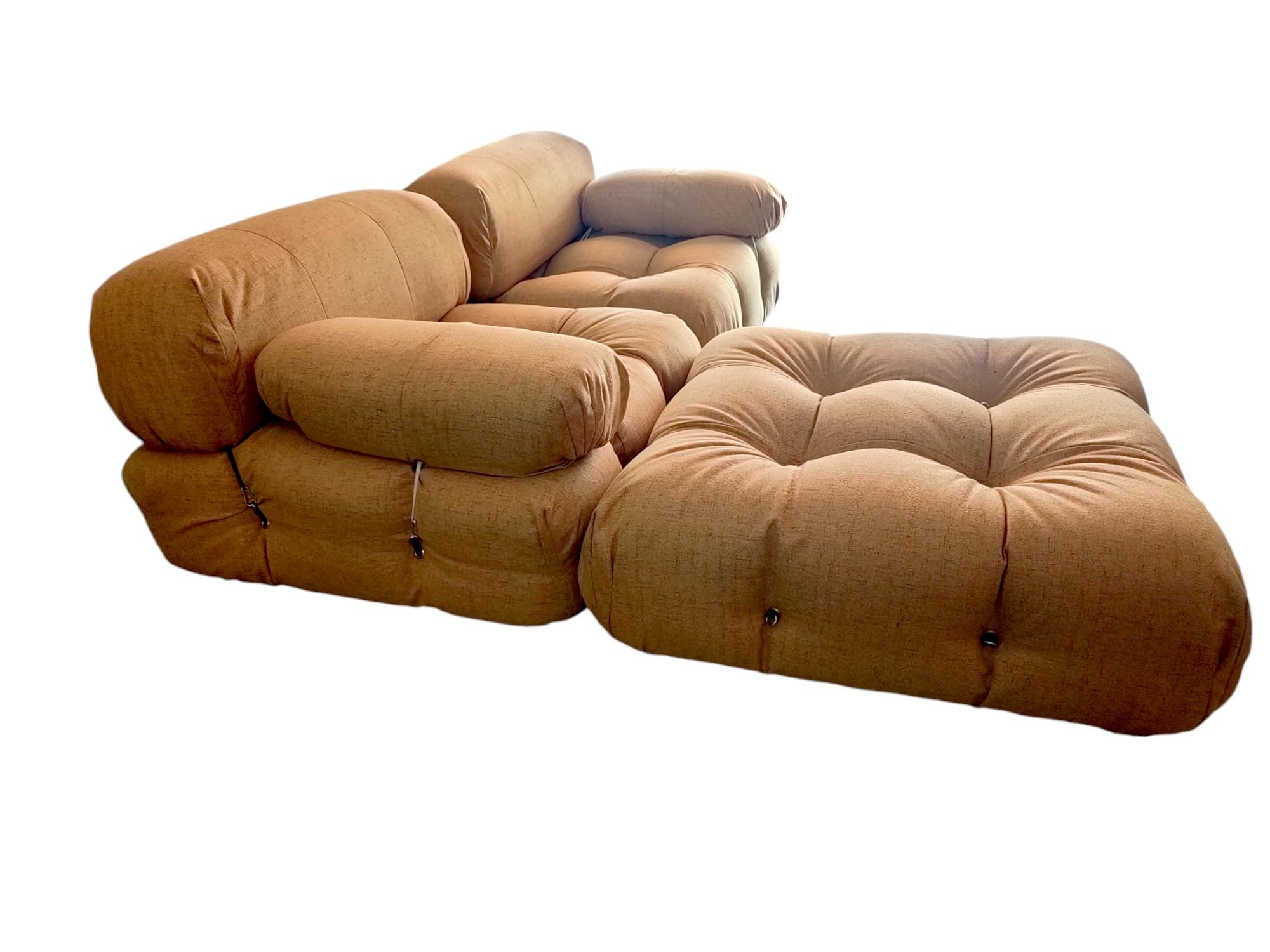 Fabric Set of 2 Camaleonda armchairs and pouf by Mario Bellini for B&B Italia, 1970s For Sale
