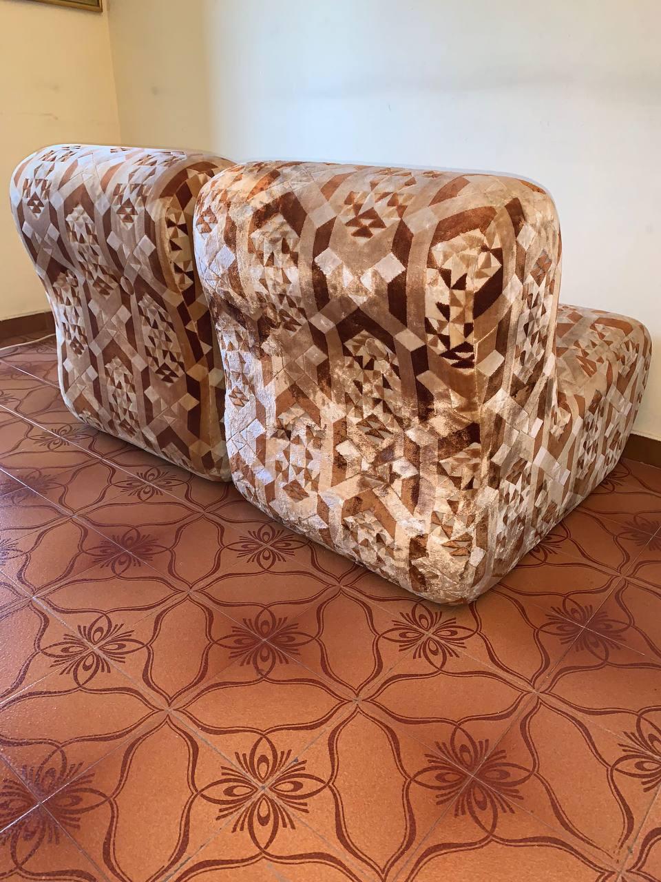 lote de 2 sillones modulares Sofá italia diseño vintage en ante, años 70 Moderno de mediados de siglo en venta