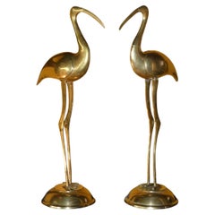 Set of 2 brass ibis sculptures, France, 1960s