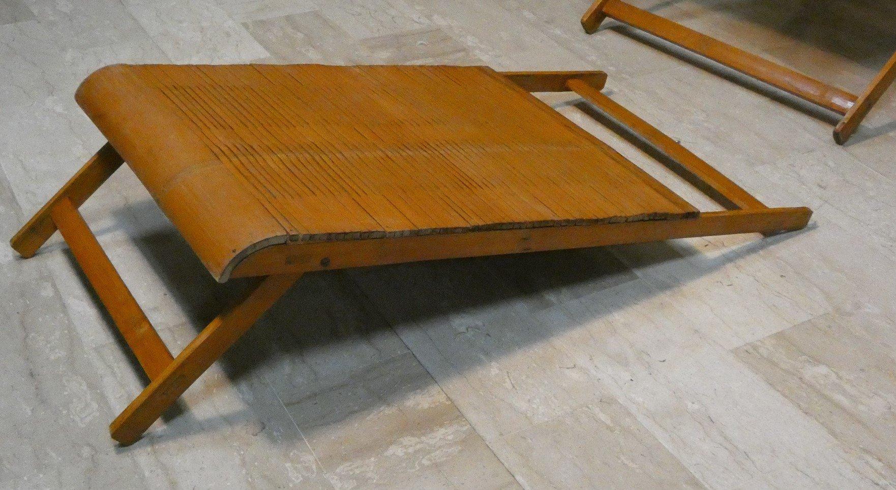 Set of 2 Bamboo Folding Lounger and Chaise Chairs, Japan 2