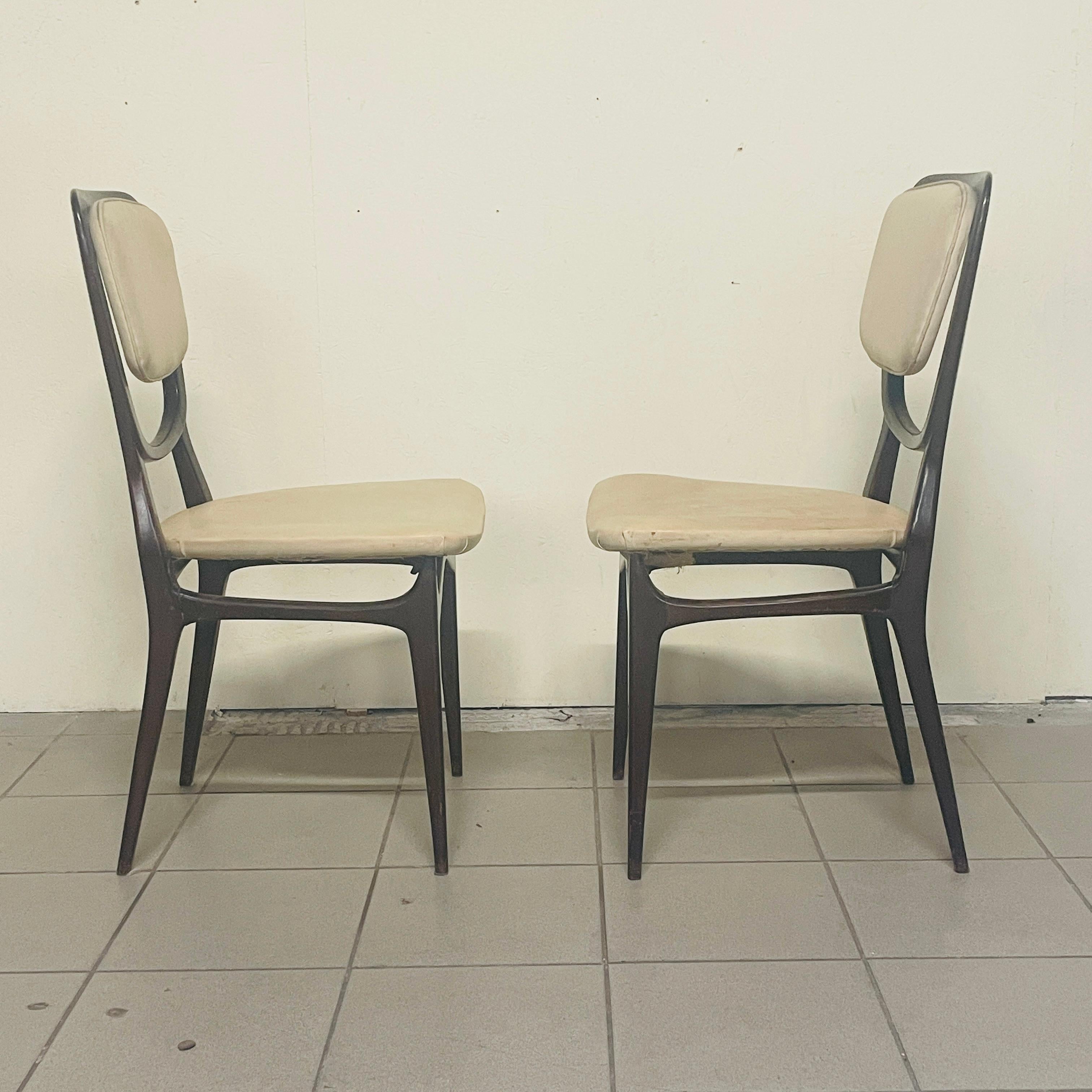 Set of 2 chairs with wooden frame and sky, 1960s For Sale 3
