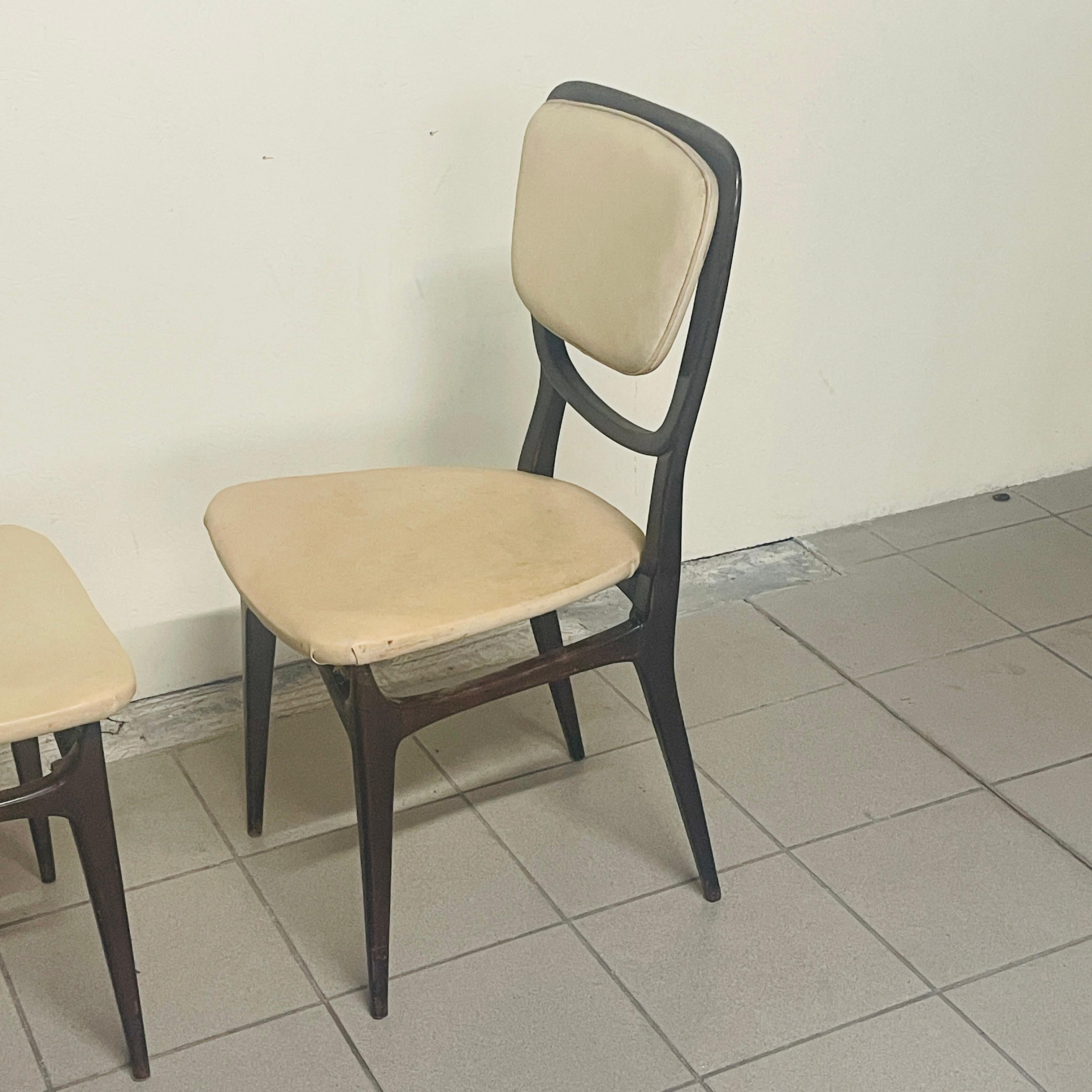 Set of 2 chairs with wooden frame and sky, 1960s For Sale 5