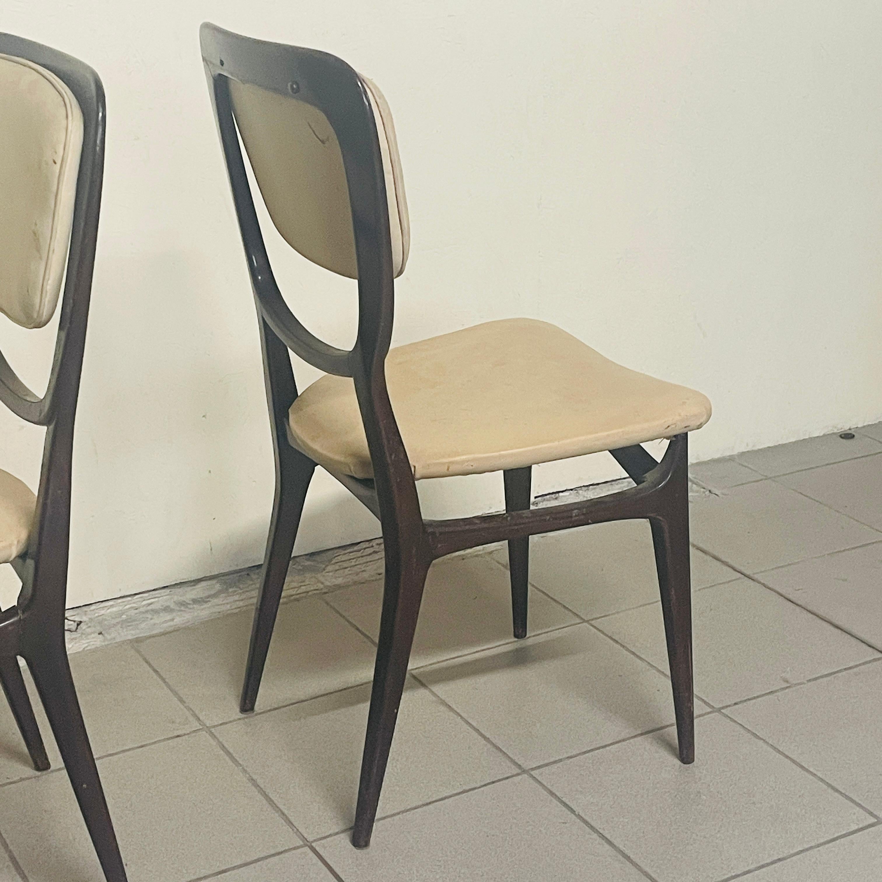 Set of 2 chairs with wooden frame and sky, 1960s For Sale 6