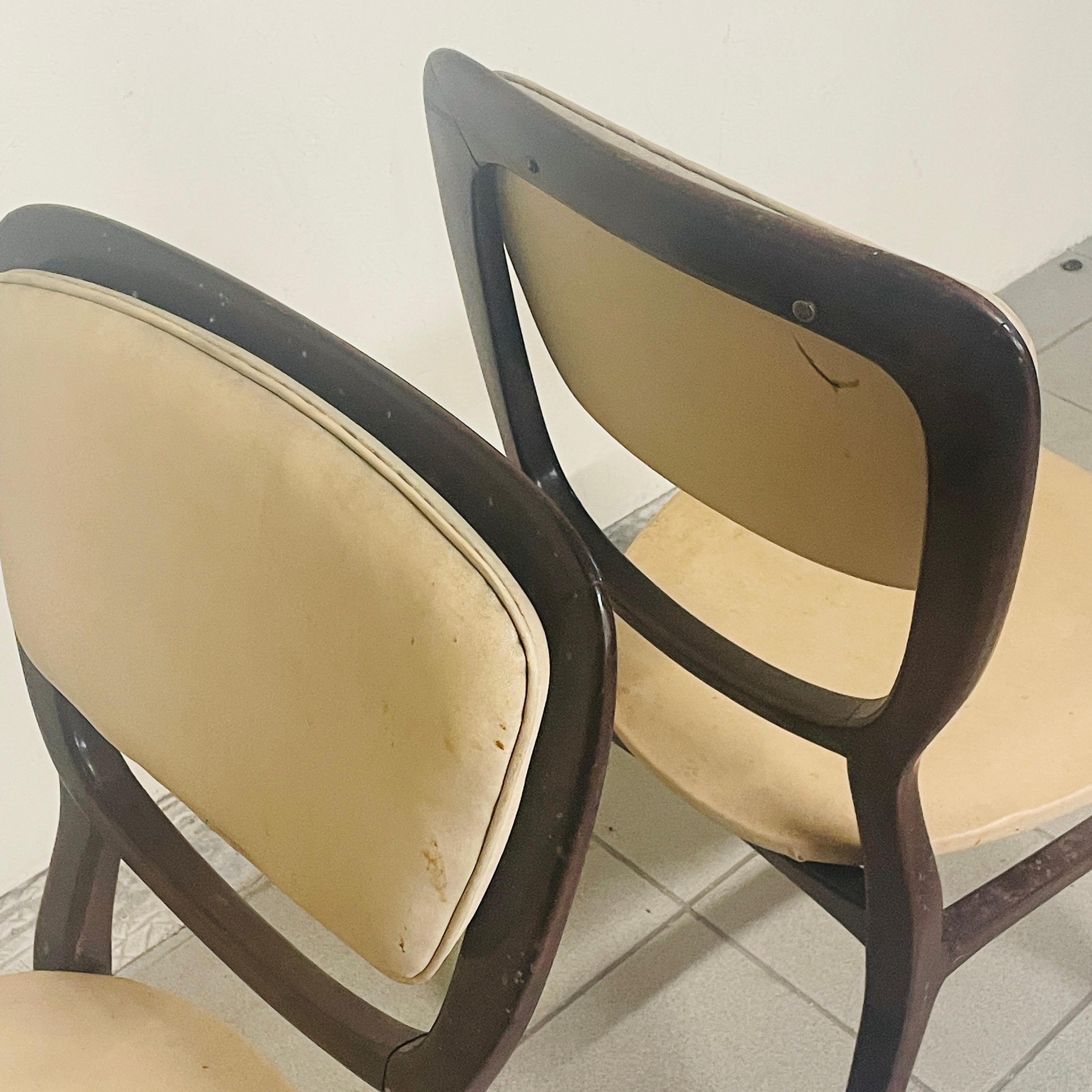 Set of 2 chairs with wooden frame and sky, 1960s For Sale 8