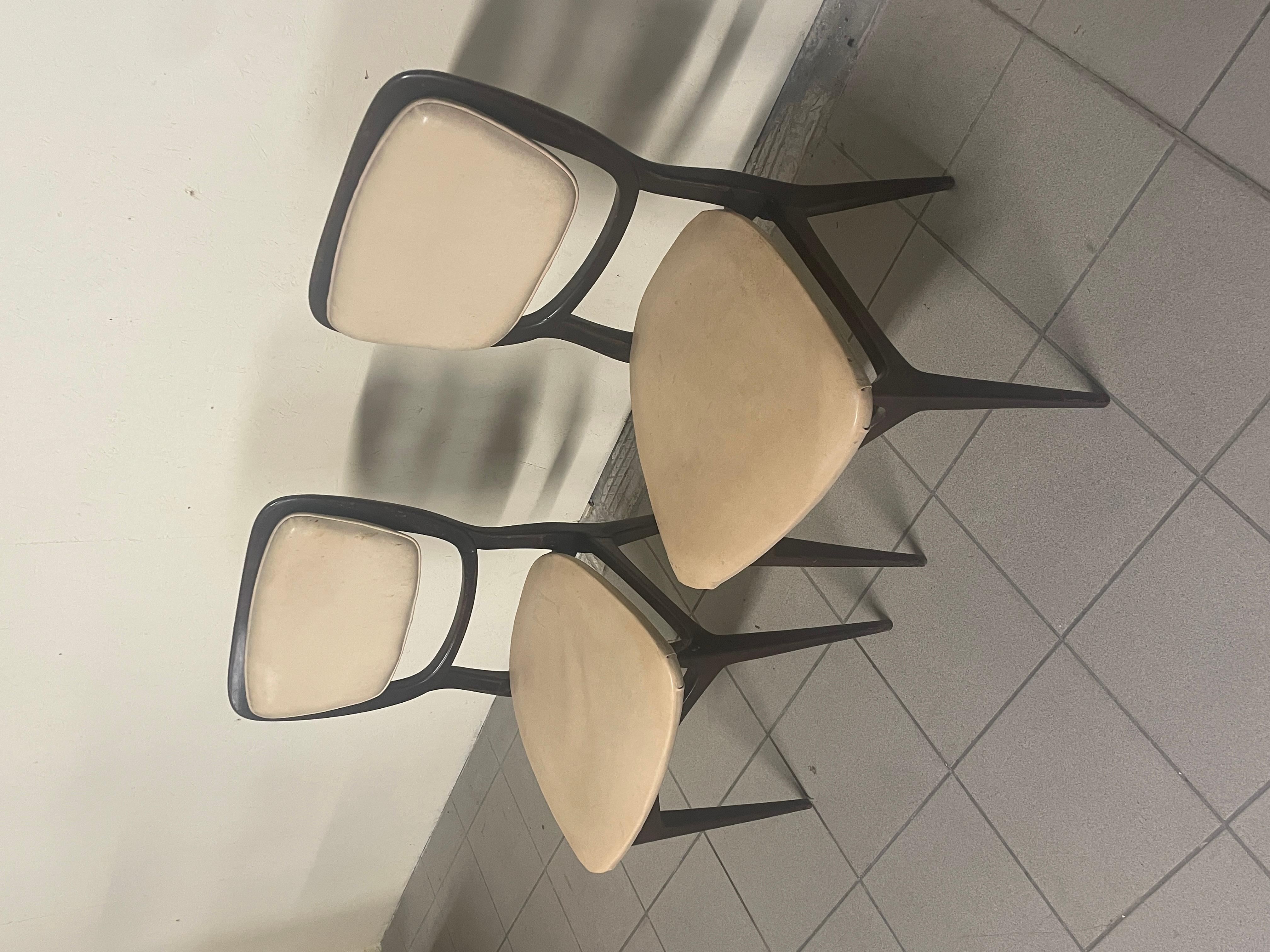 Set of 2 chairs with wooden frame and sky, 1960s In Good Condition For Sale In SAN PIETRO MOSEZZO, NO