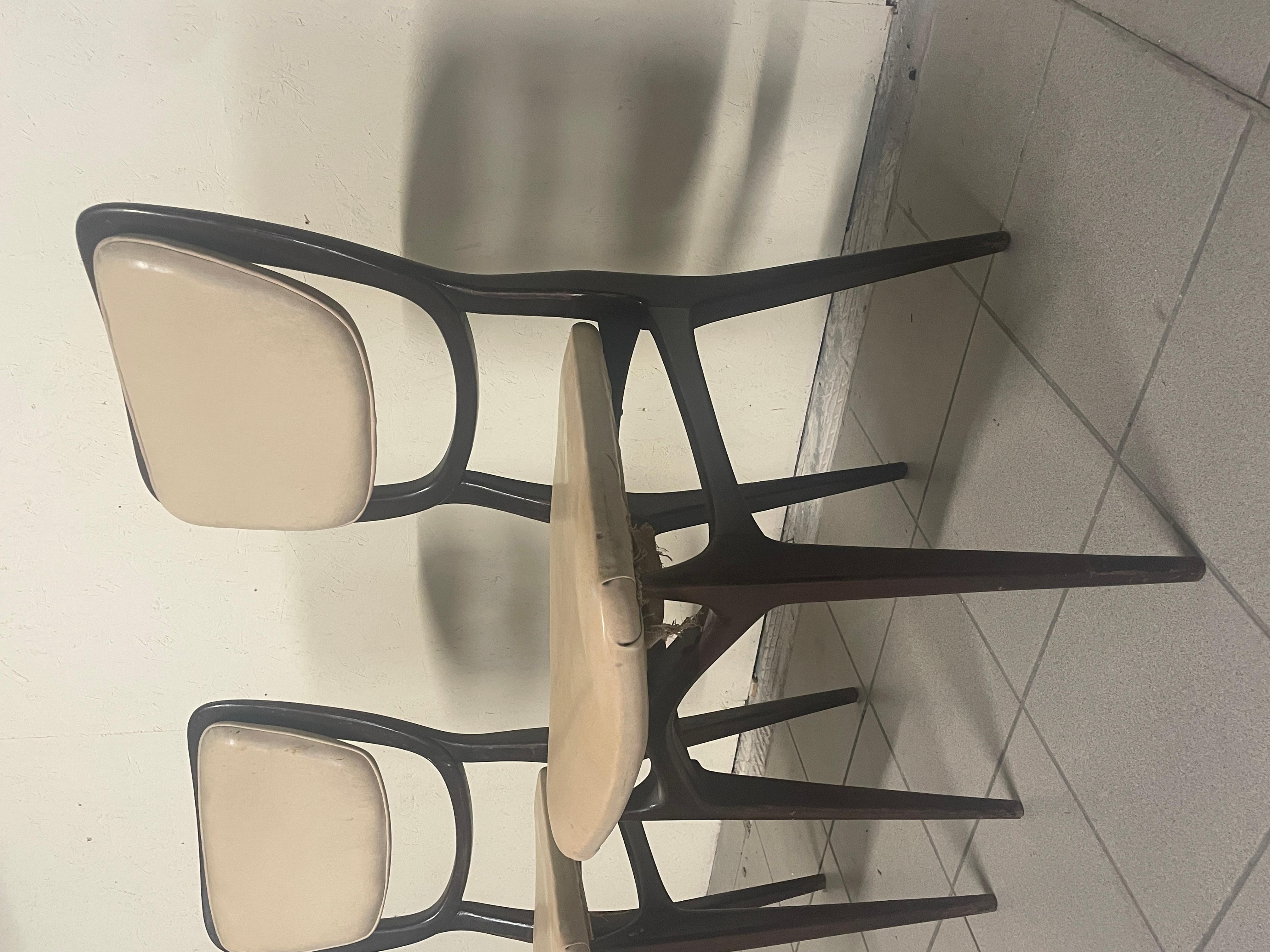 Mid-20th Century Set of 2 chairs with wooden frame and sky, 1960s For Sale