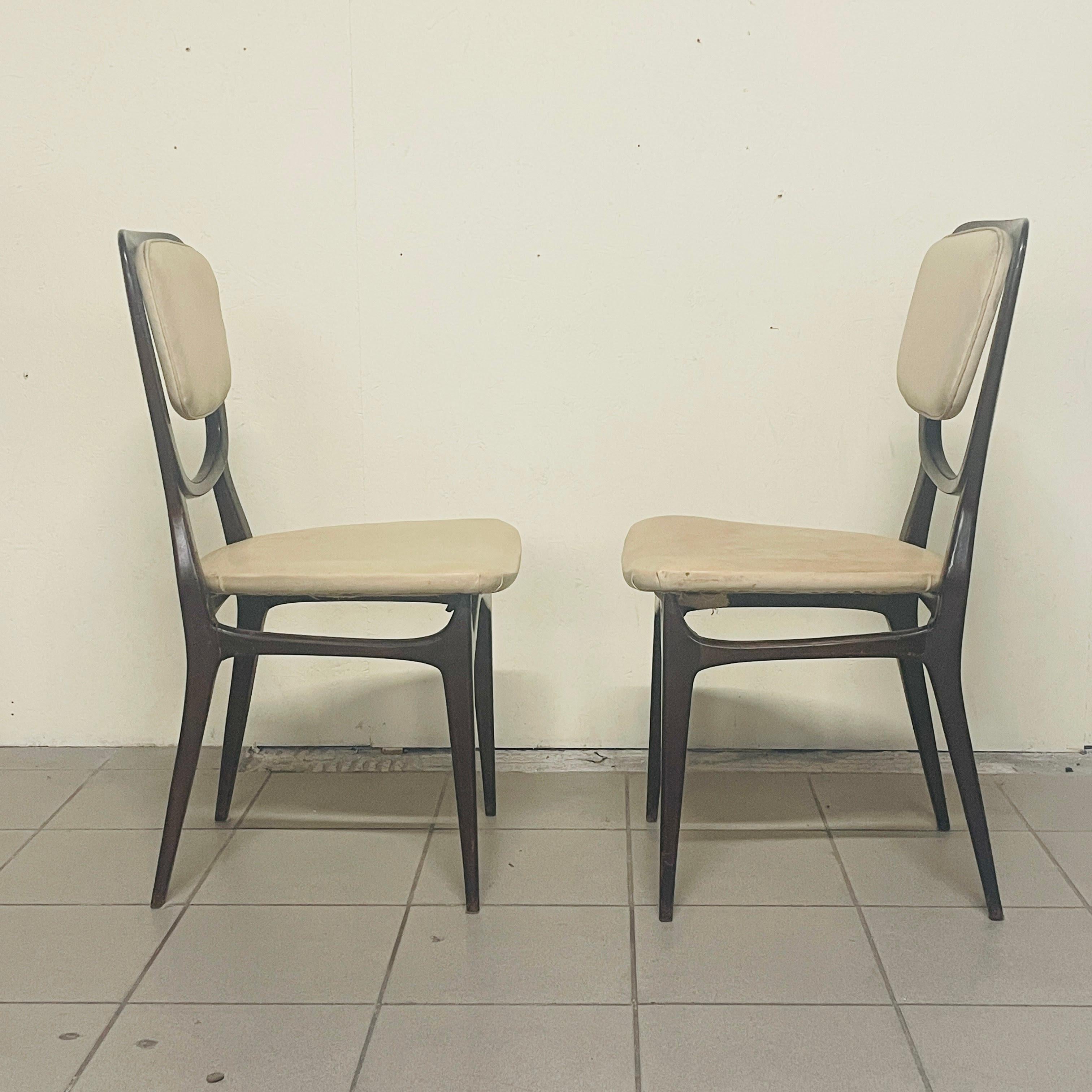 Set of 2 chairs with wooden frame and sky, 1960s For Sale 2