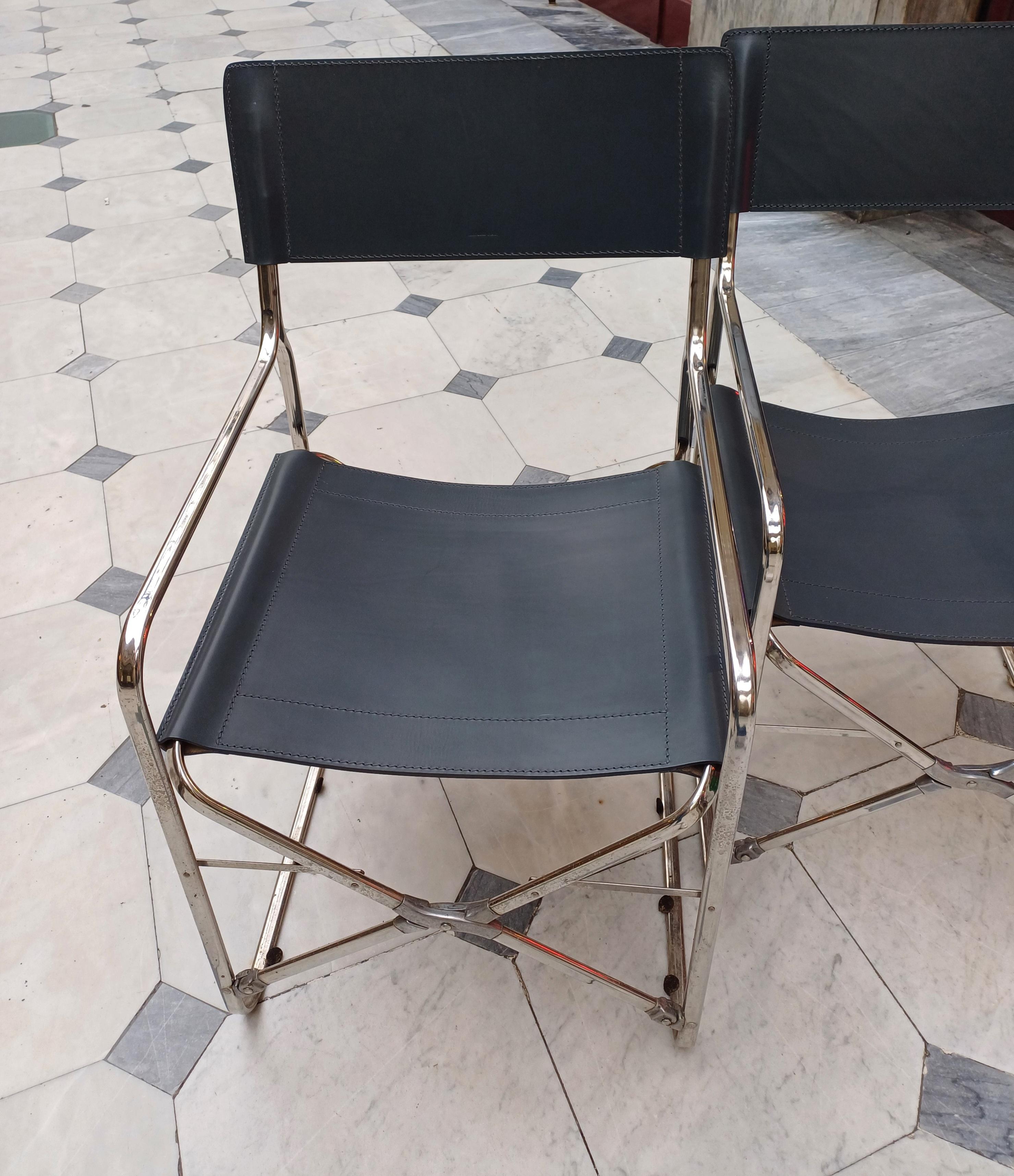 Italian Jeu de 2 chaises pliantes Modèle April Designer Gae Aulenti en vente