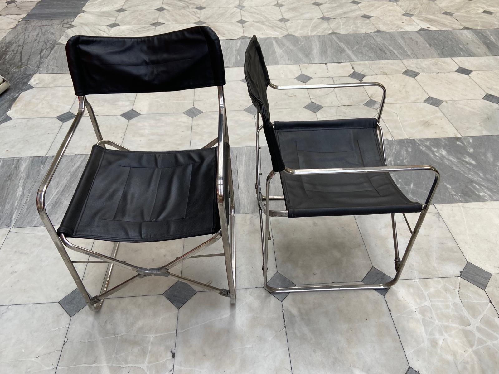 Set of 2 folding chairs Model April Designer Gae Aulenti In Good Condition In Torino, Piemonte