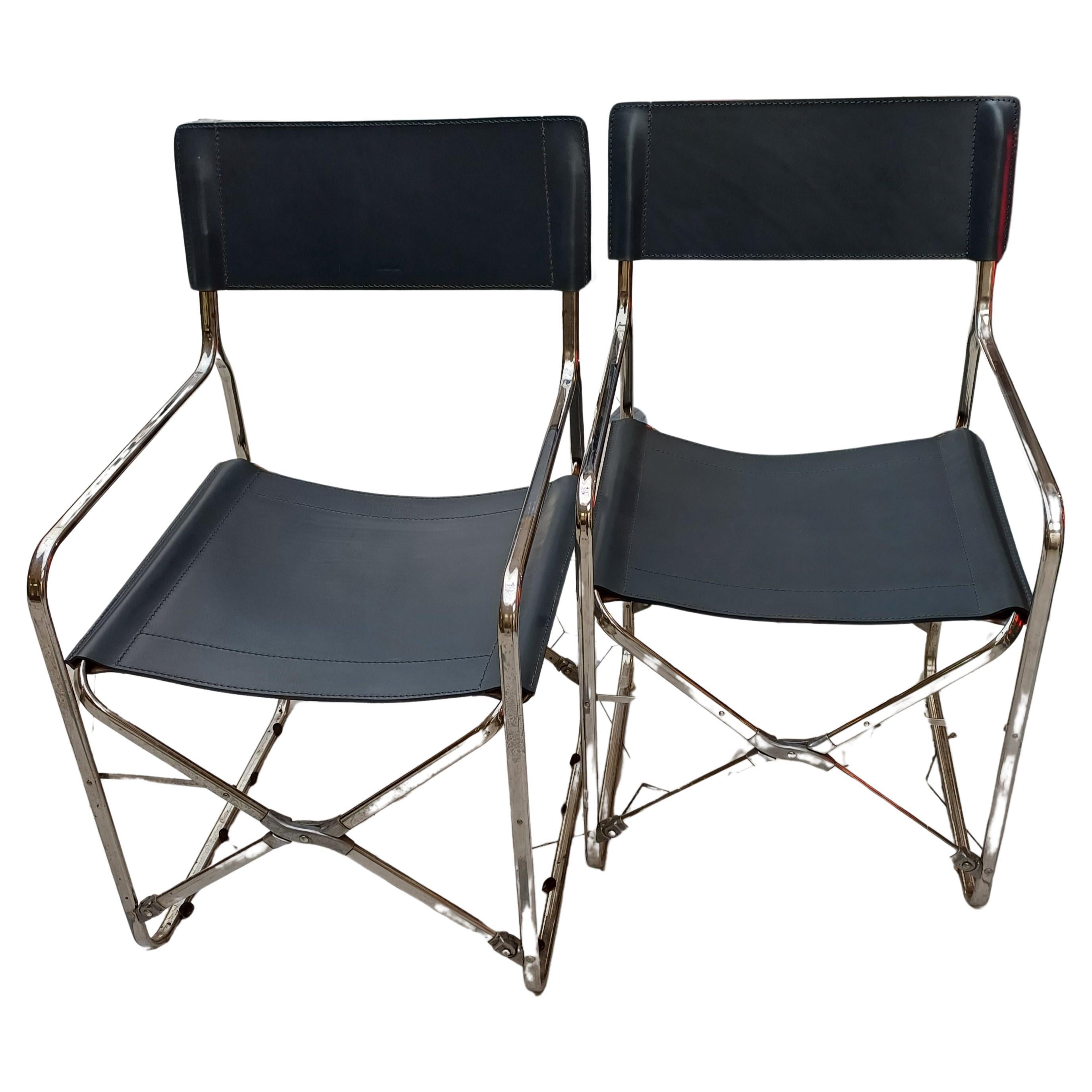 Set of 2 folding chairs Model April Designer Gae Aulenti For Sale
