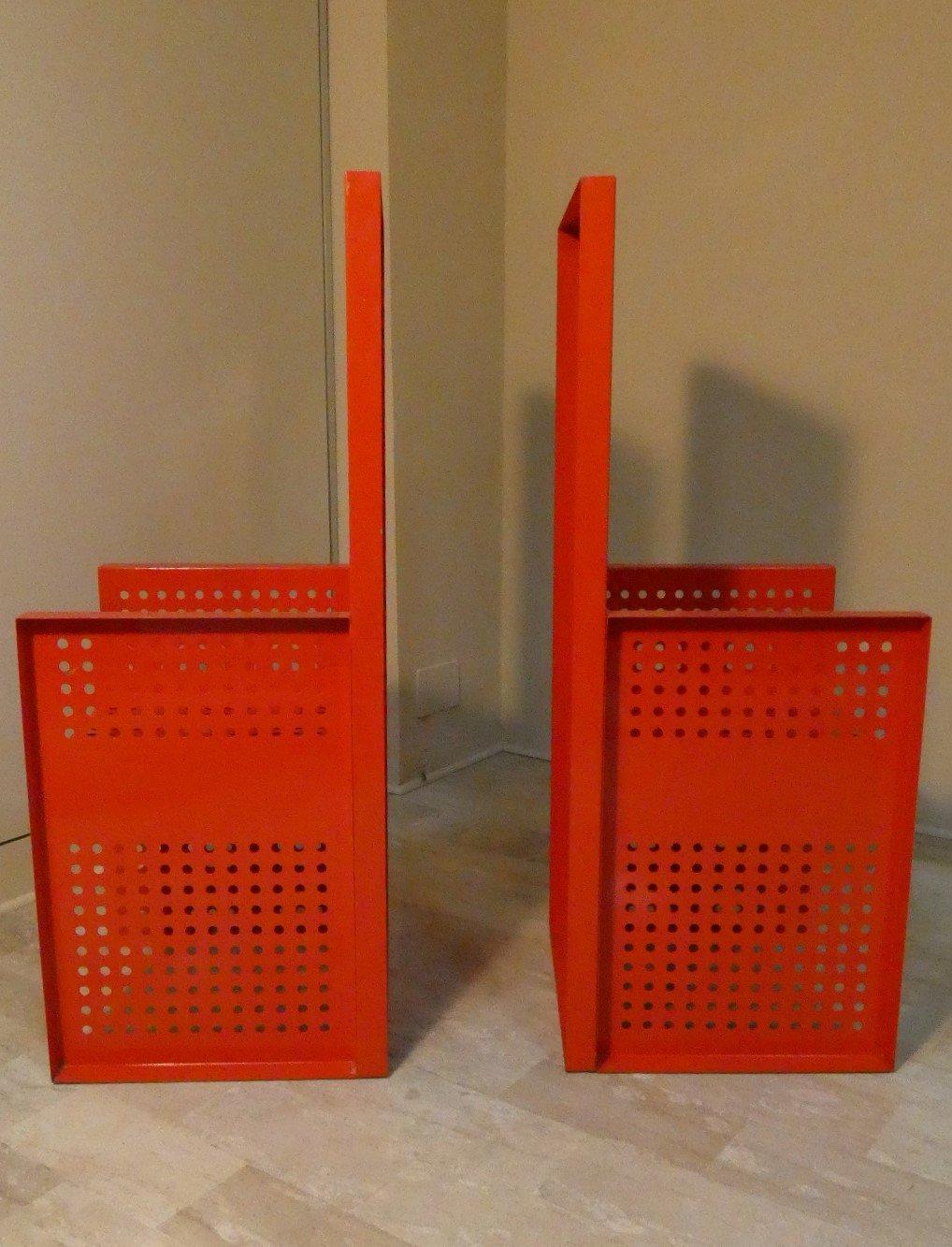 Italian Set di 2 Sedie Trono Futurista in Ferro e Smalto by Urano Palma in vendita
