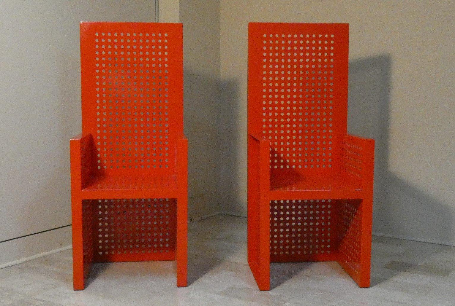 Set di 2 Sedie Trono Futurista in Ferro e Smalto by Urano Palma In condizioni ottime in vendita a modena, Emilia-Romagna
