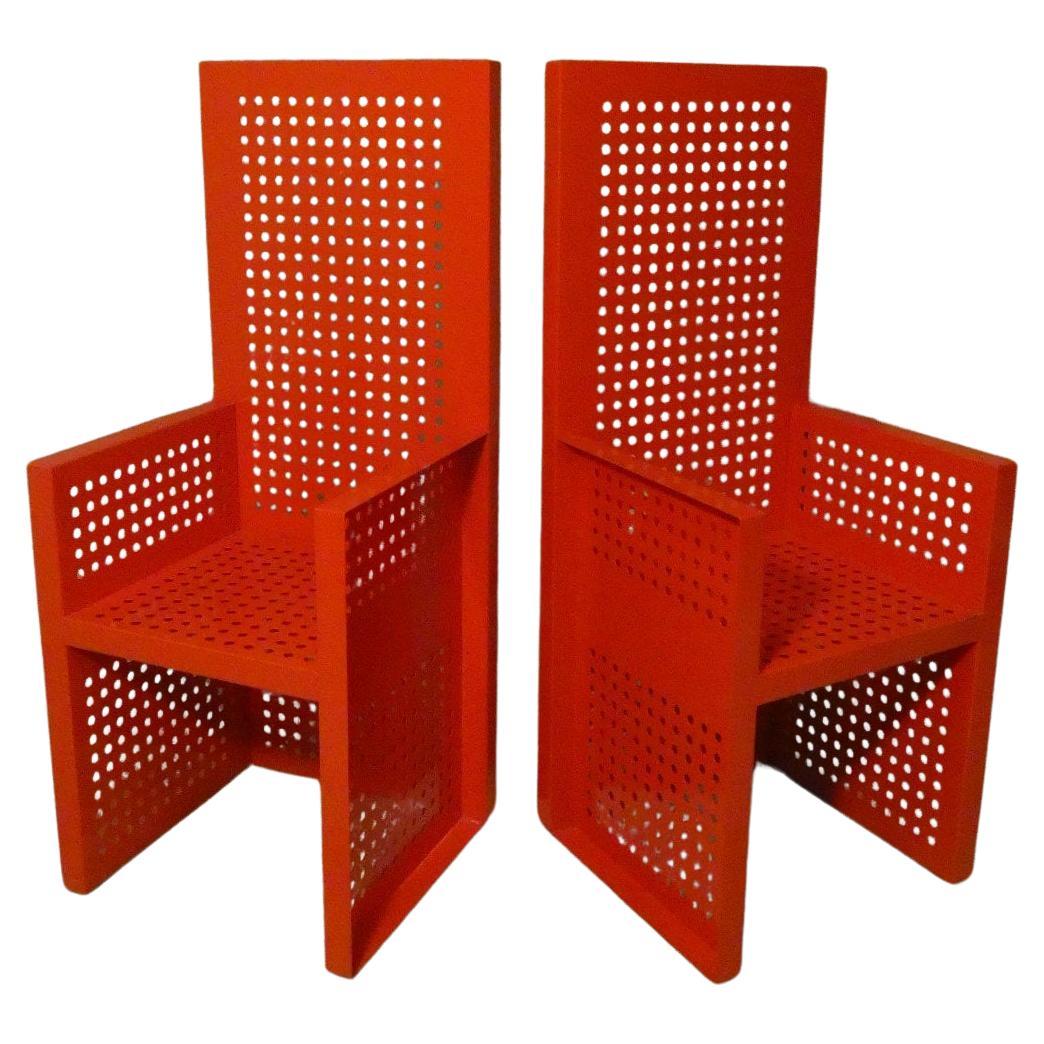Set di 2 Sedie Trono Futurista in Ferro e Smalto by Urano Palma in vendita