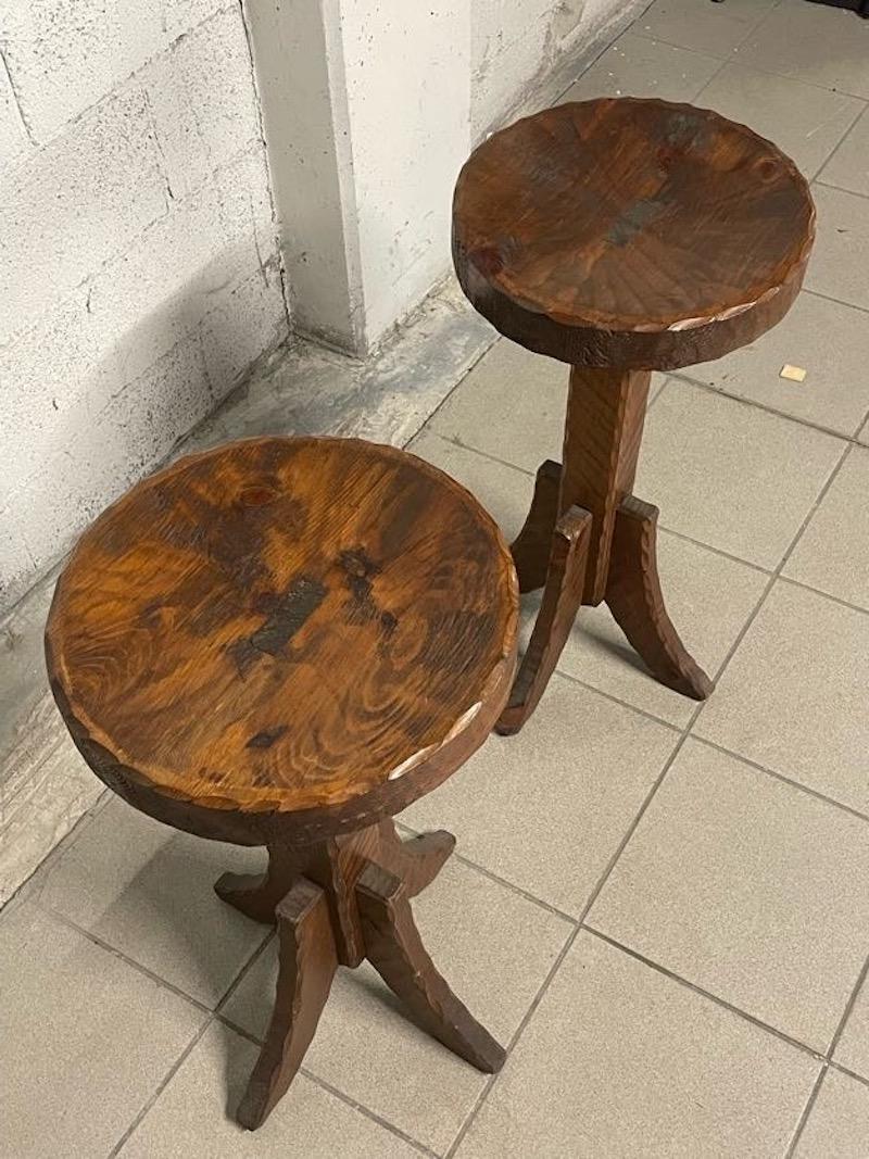 Satz von 2 brutalistischen 1960er Hockern im Angebot 7