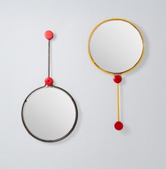 Set de 2 miroirs pivotants en métal rouge et jaune