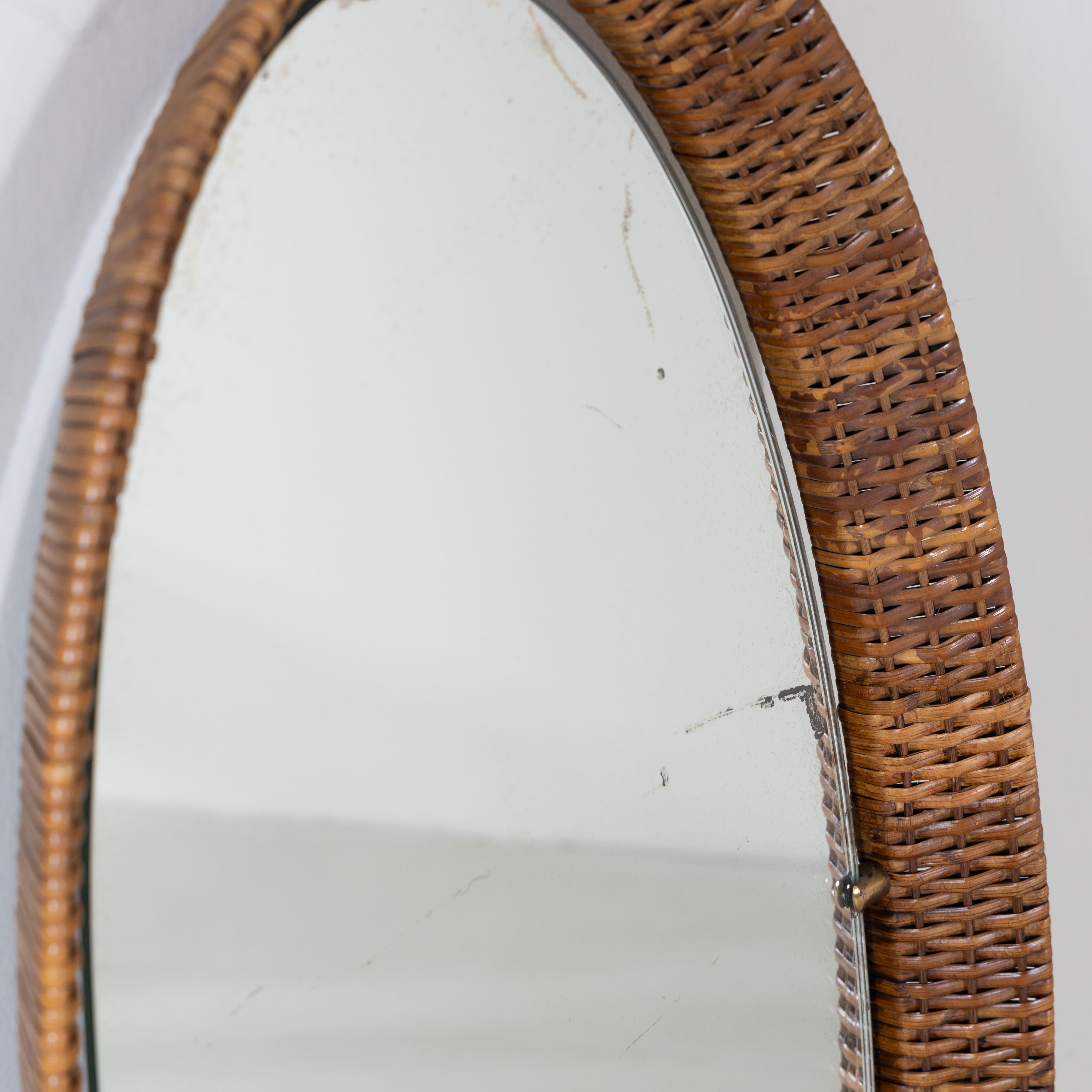 Set di 2 specchi ovali in rattan, RO.MA in vendita 7
