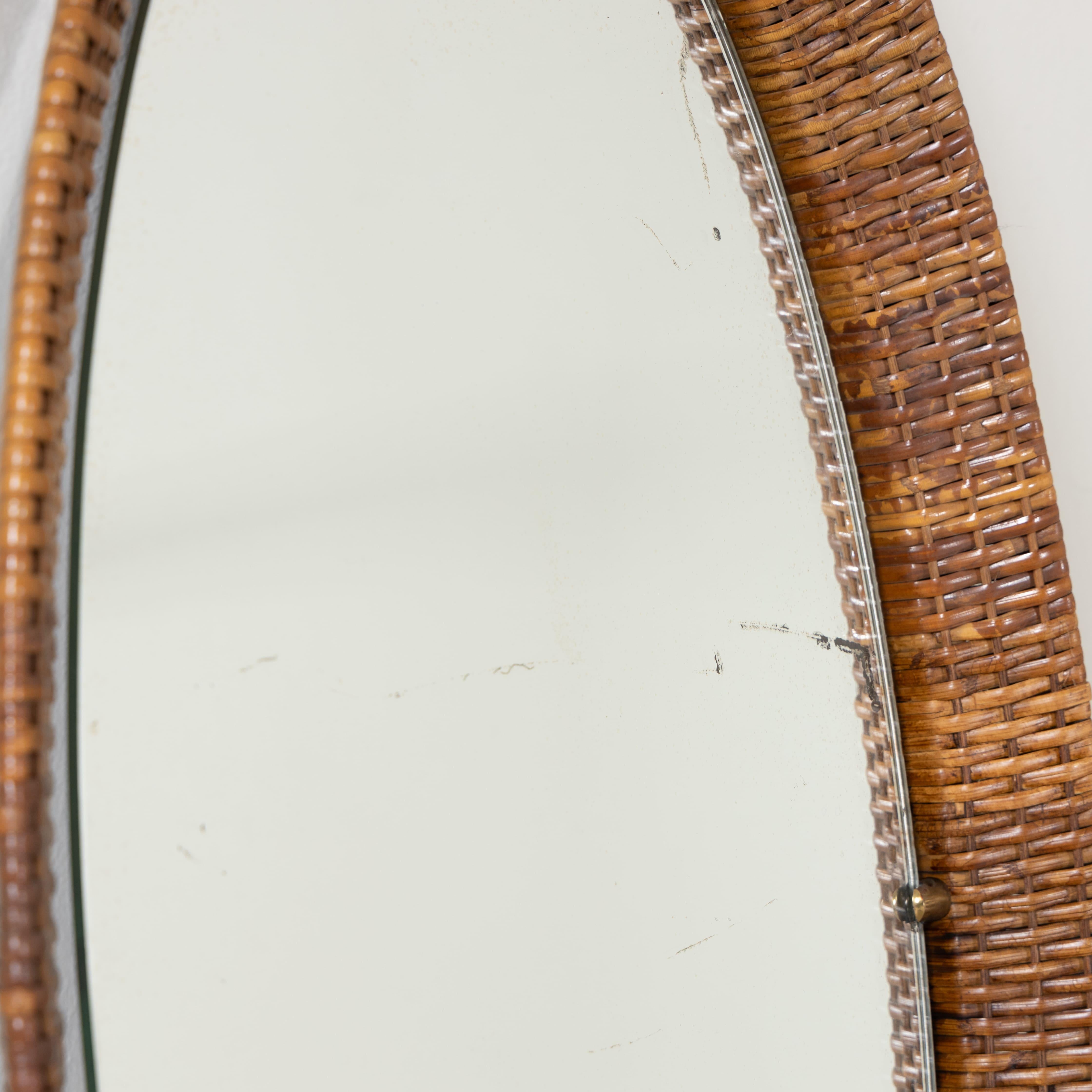Set di 2 specchi ovali in rattan, RO.MA in vendita 9