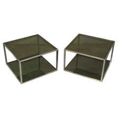 Set di 2 Tavolini da Caffè in Acciaio cromato e Vetro, Italia anni '70