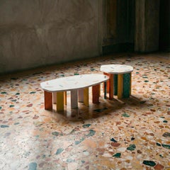 Set of 2 coffee tables in recycled plastic by Enrico Girotti