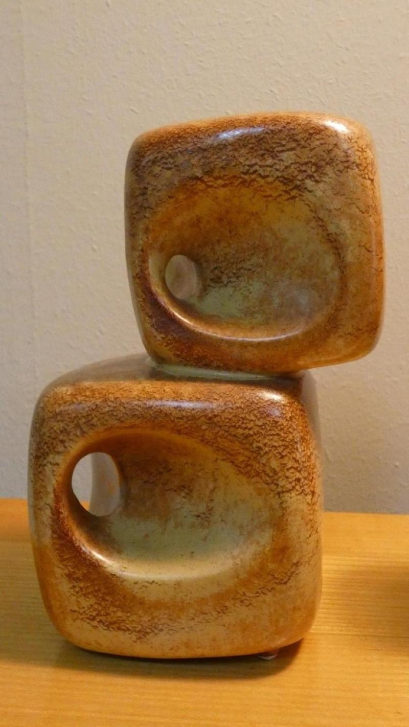 Late 20th Century Set of 2 Geometric Vases by Roberto Rigon for Bertoncello Ceramiche D'arte For Sale