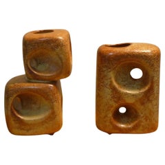 Set of 2 Geometric Vases by Roberto Rigon for Bertoncello Ceramiche D'arte
