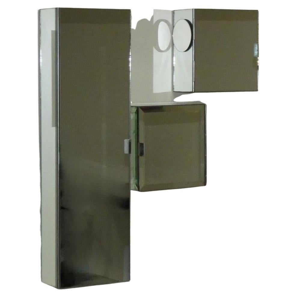 Set of 3 Space Age Cabinets, Polished Steel & Mirror, Italy, 1970