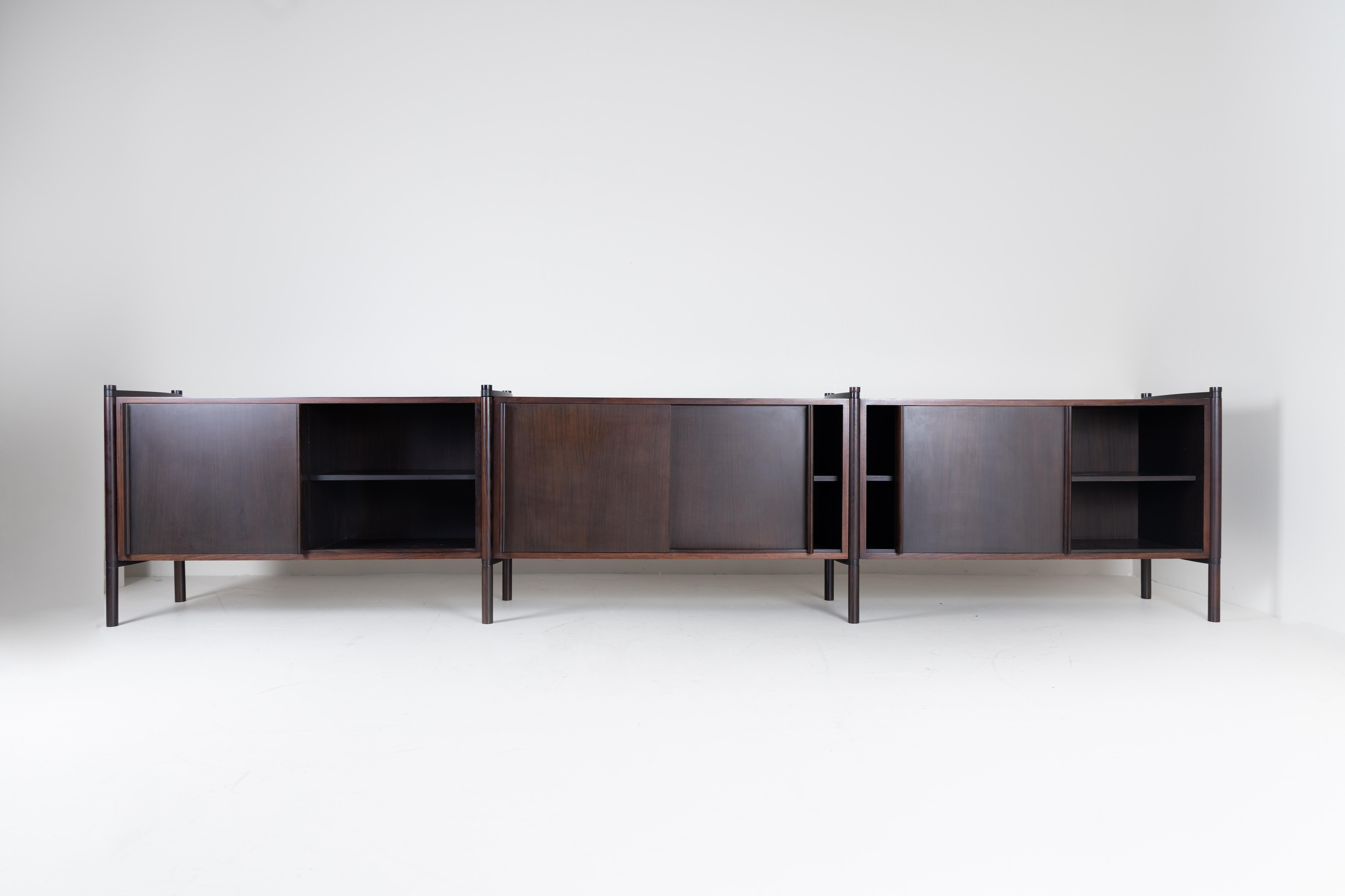Mid-Century Modern Set of 3 Archimedes sideboards by Hizori Fukuoh, Gavina, 1960 For Sale
