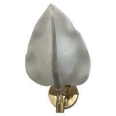 Satz von 3 Wandlampen aus weißem Muranoglas und Messing, 1970er Jahre