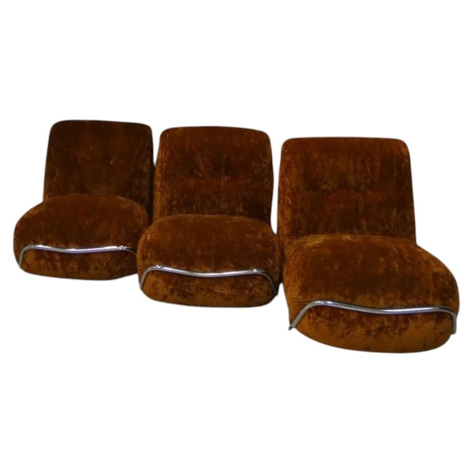 Conjunto de 3 sillones / Sofá modular de Adriano Piazzesi, Italia, años 70
