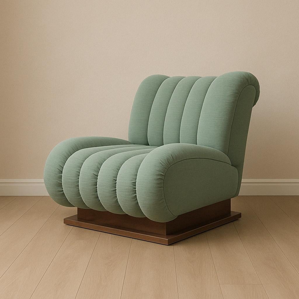 Mid-Century moderno Set di 3 Poltrone Modulari con Ampia Base in Legno - Italia – Anni '70 in vendita