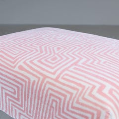 Set of 3 pink poufs, Dedar fabric upholstery, 1950s