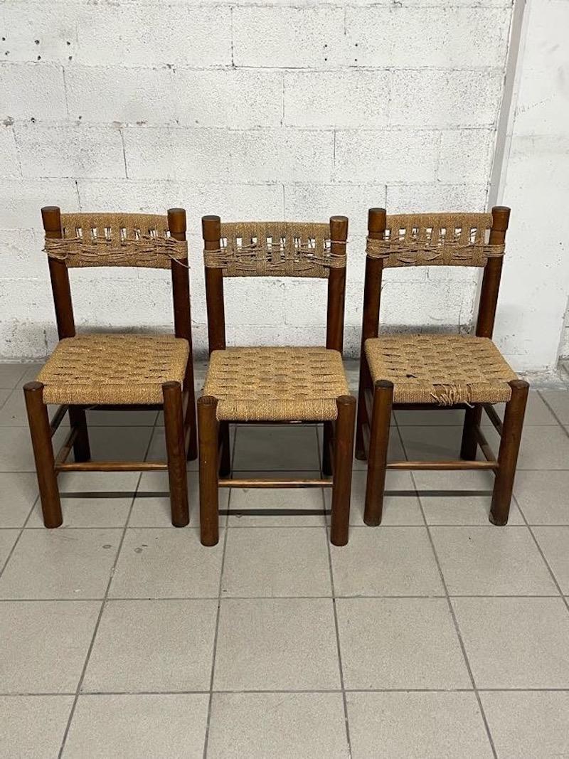 Set of 3 chairs by Charlotte Perriand, France, 1960s For Sale 10