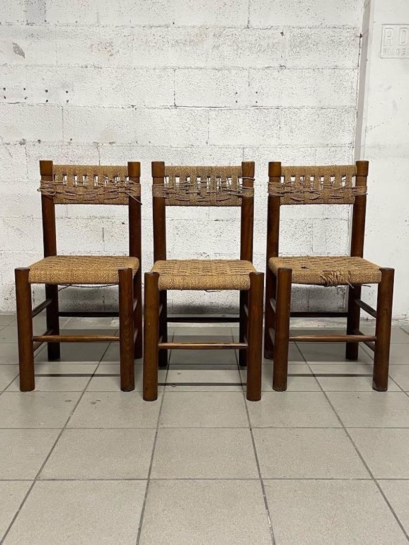Set of 3 chairs by Charlotte Perriand, France, 1960s For Sale 11