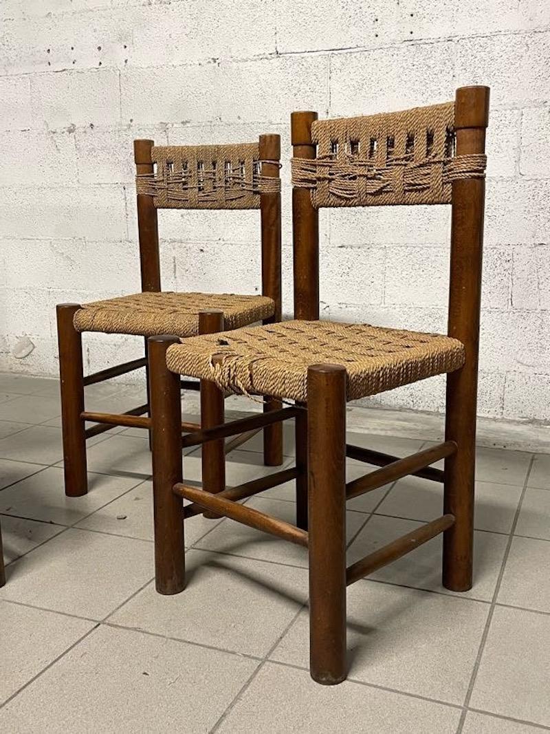 French Set of 3 chairs by Charlotte Perriand, France, 1960s For Sale