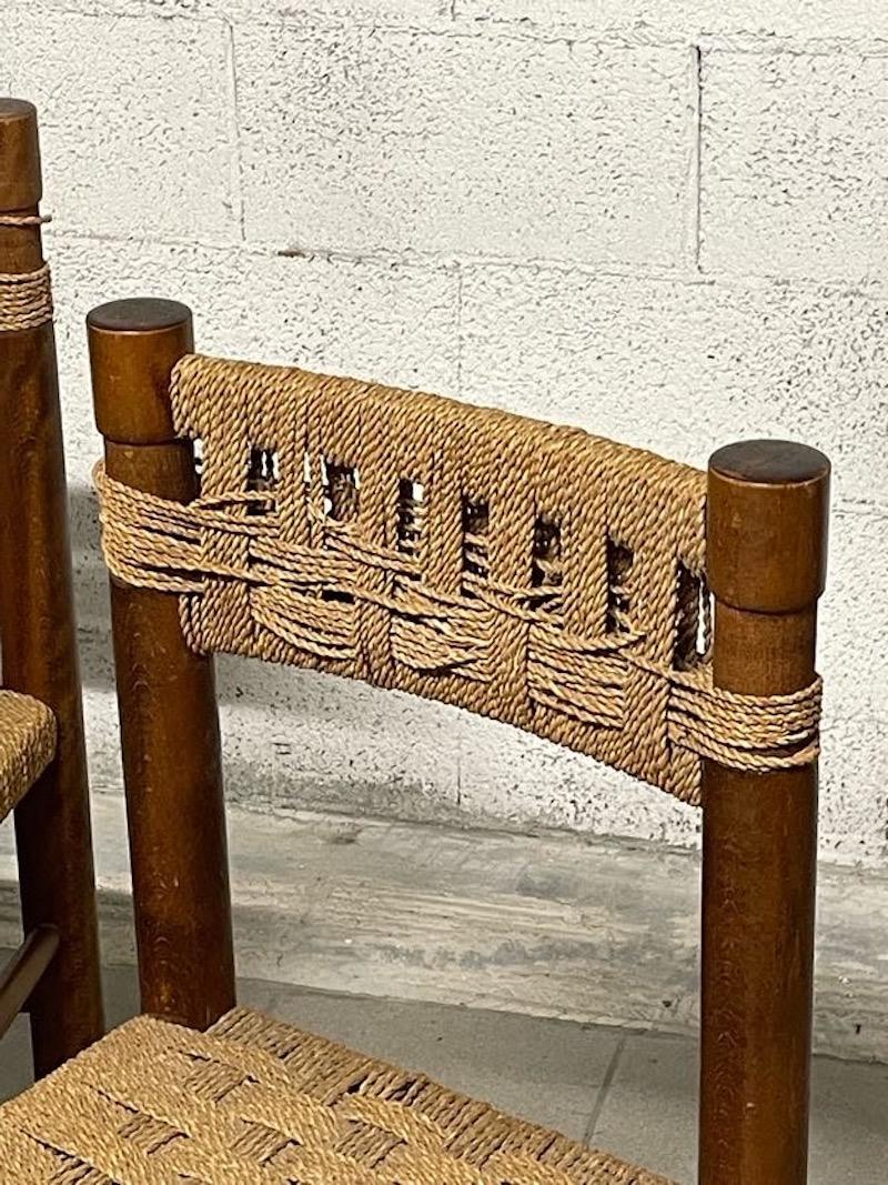 Mid-20th Century Set of 3 chairs by Charlotte Perriand, France, 1960s For Sale