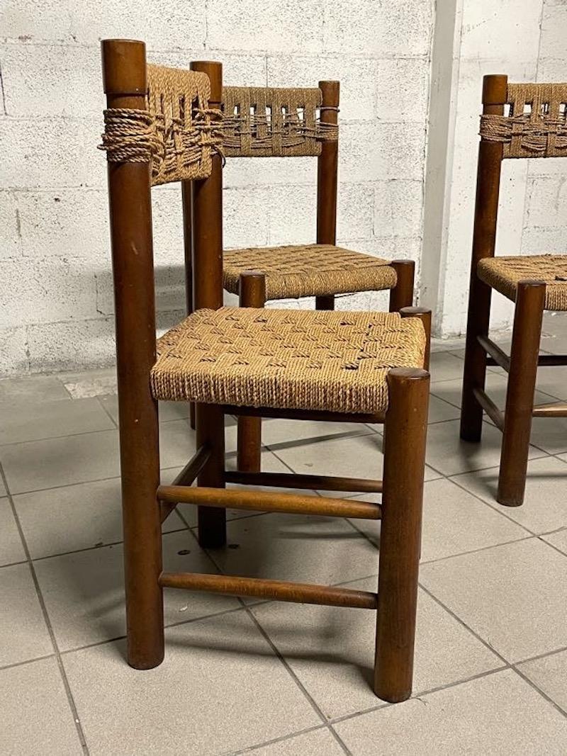 Set of 3 chairs by Charlotte Perriand, France, 1960s For Sale 1
