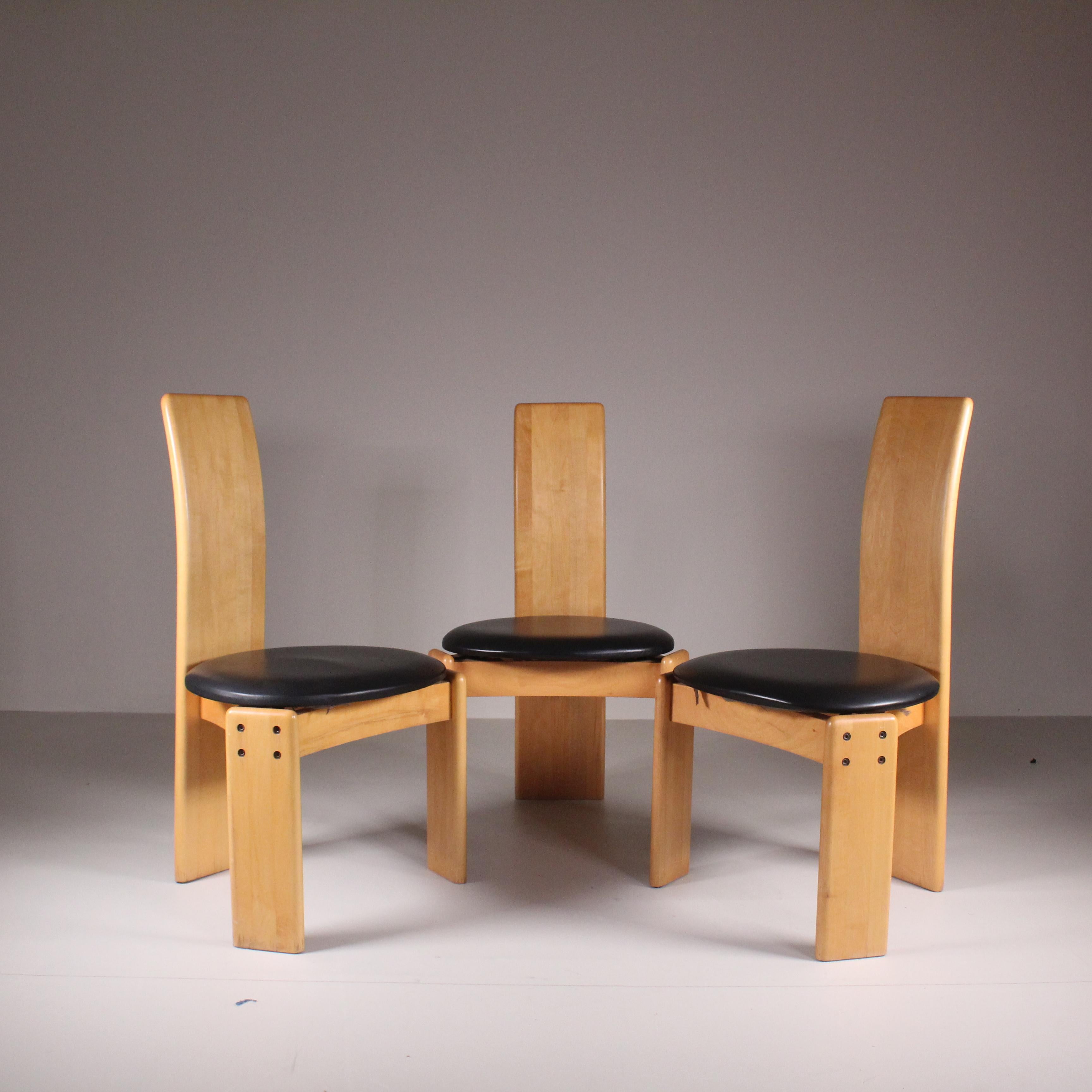 Set di 3 sedie, Mario Marenco, Mobilgirgi, 1970 In Good Condition For Sale In Milano, Lombardia