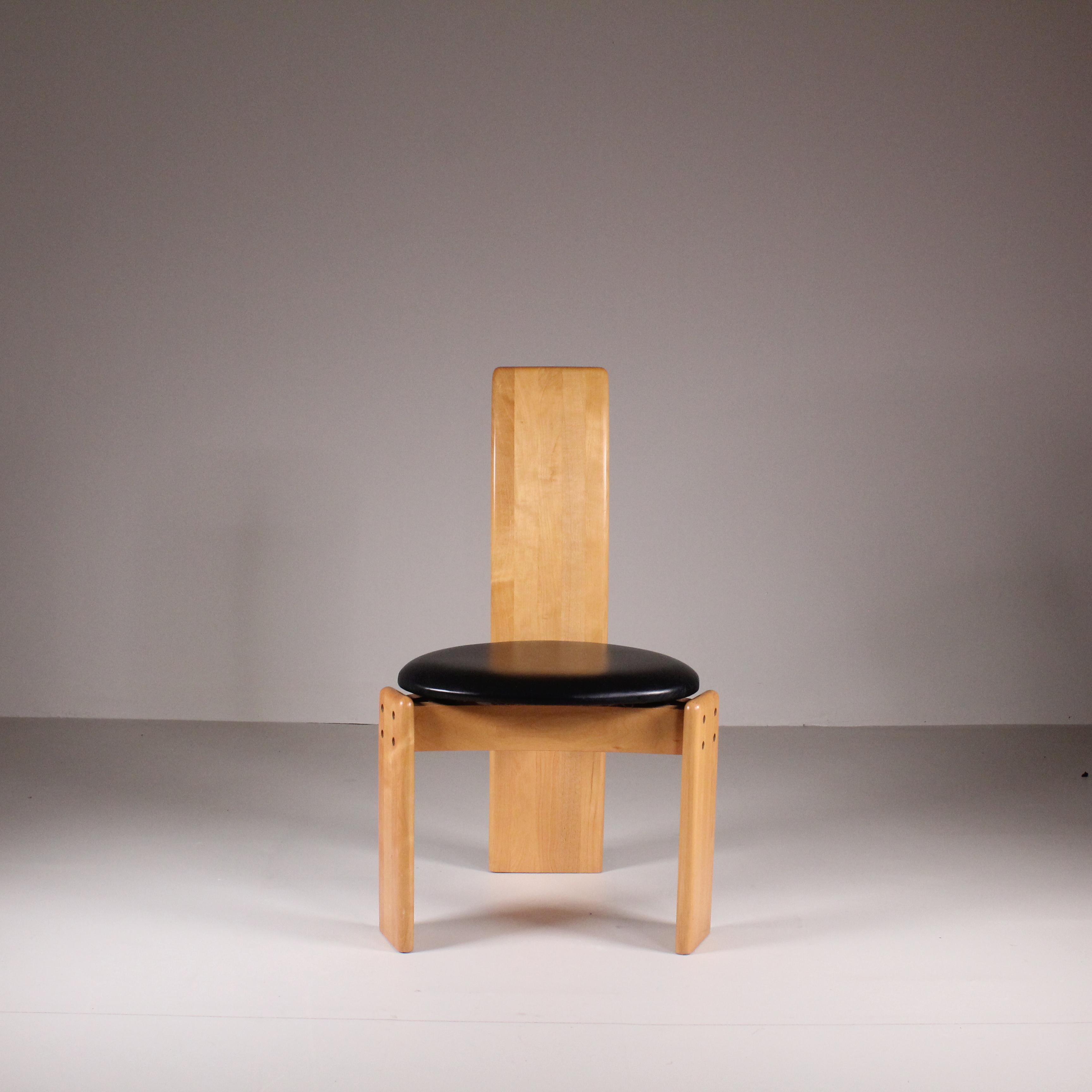 Wood Set di 3 sedie, Mario Marenco, Mobilgirgi, 1970 For Sale