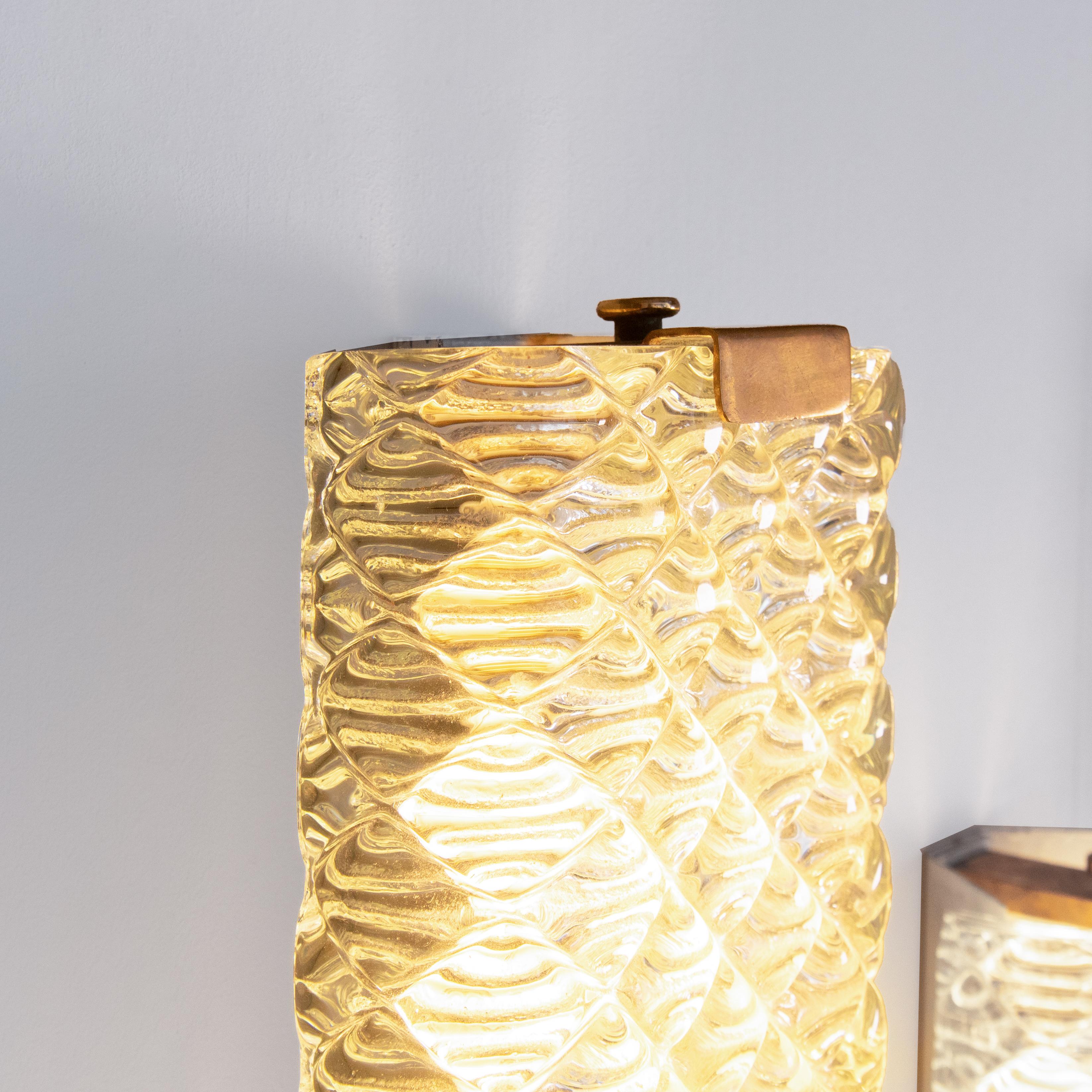 Italian Set of 4 Murano Glass Wall Lights, Attributed to Venini For Sale