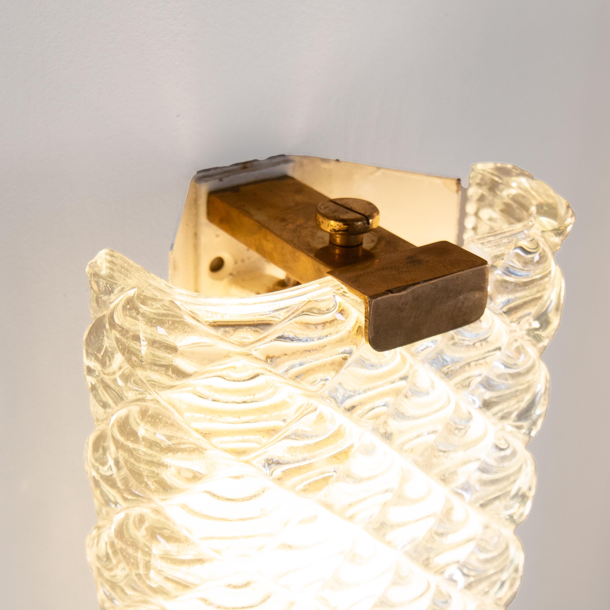 Set of 4 Murano Glass Wall Lights, Attributed to Venini In Good Condition For Sale In Milano, Lombardia