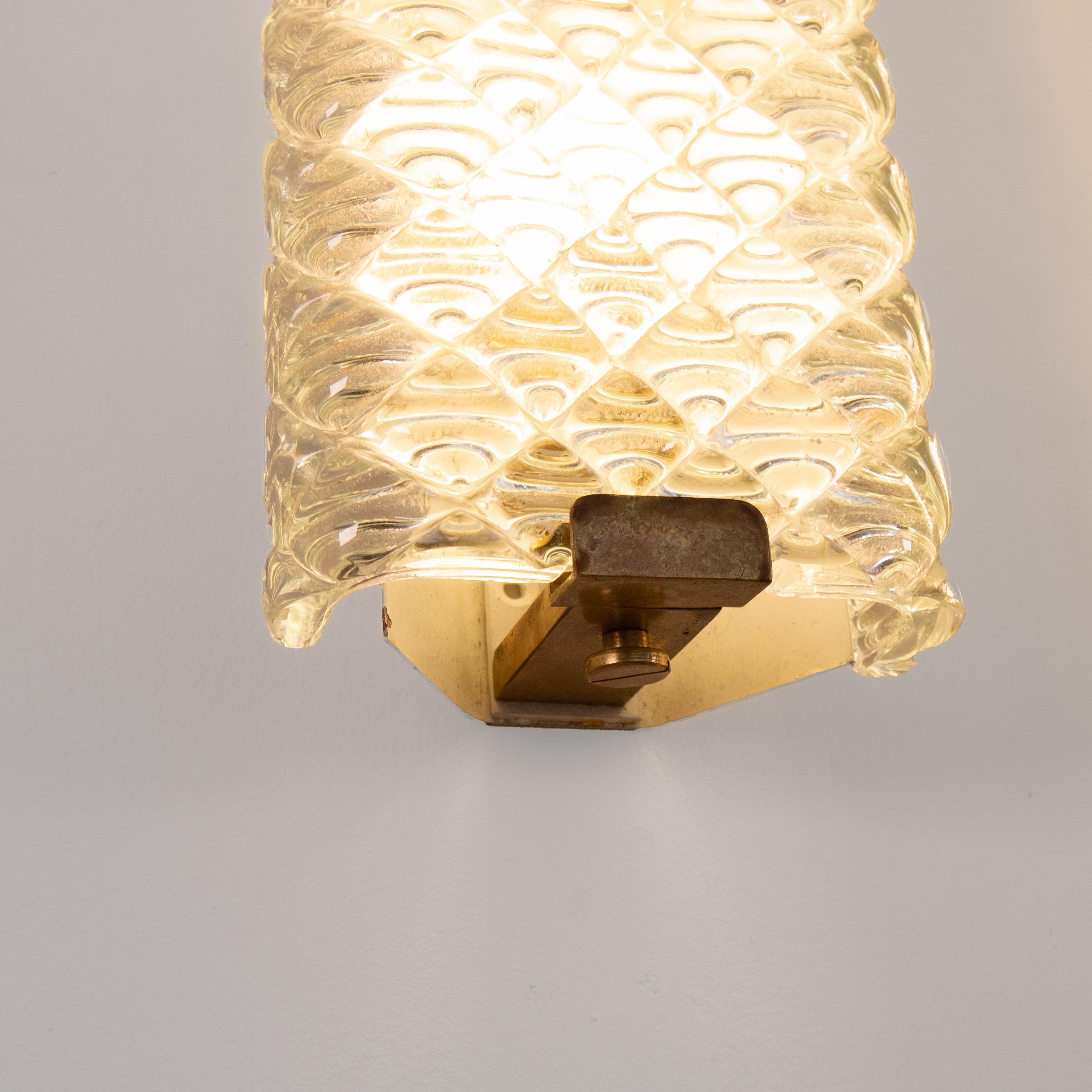 Mid-20th Century Set of 4 Murano Glass Wall Lights, Attributed to Venini For Sale
