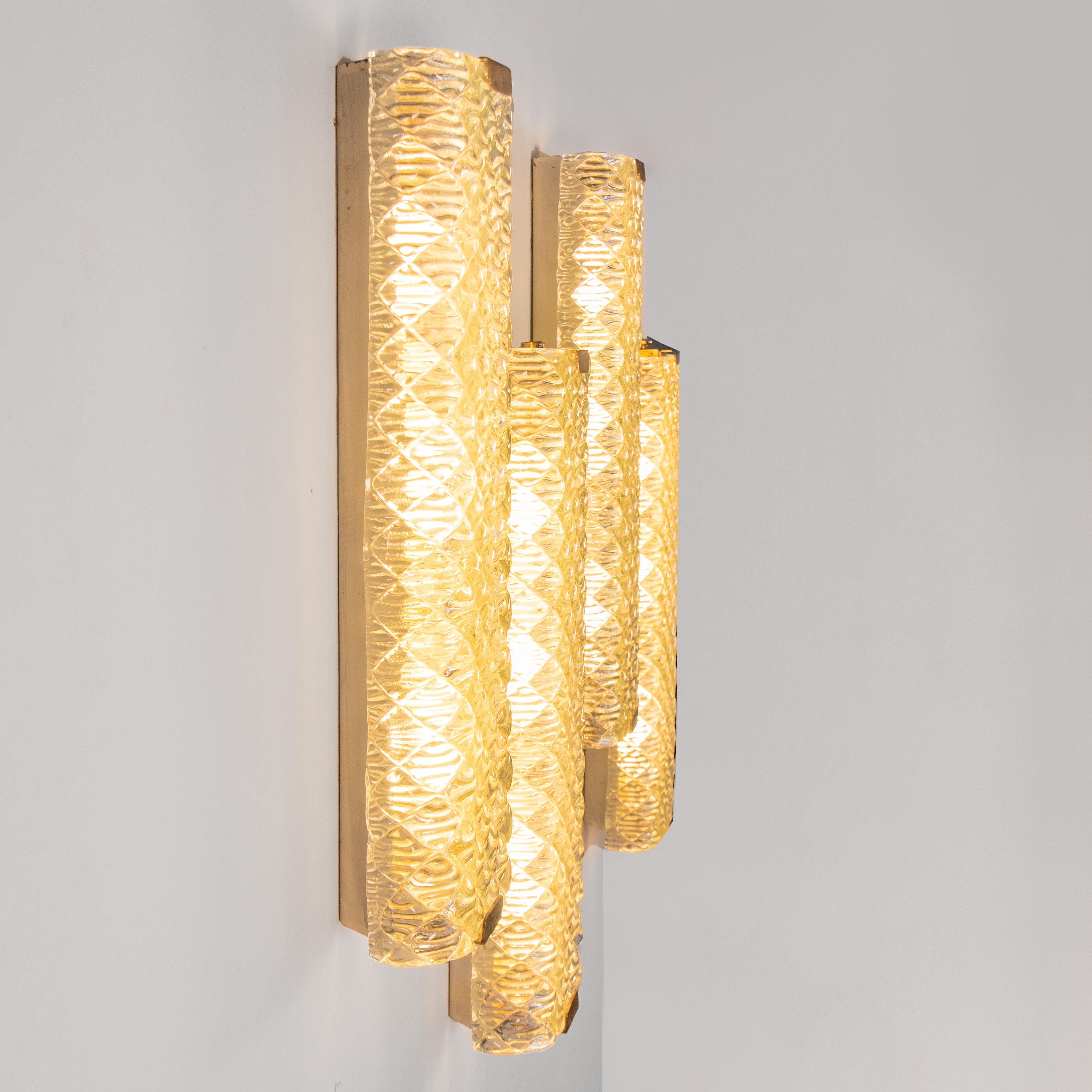 Set of 4 Murano Glass Wall Lights, Attributed to Venini For Sale 1