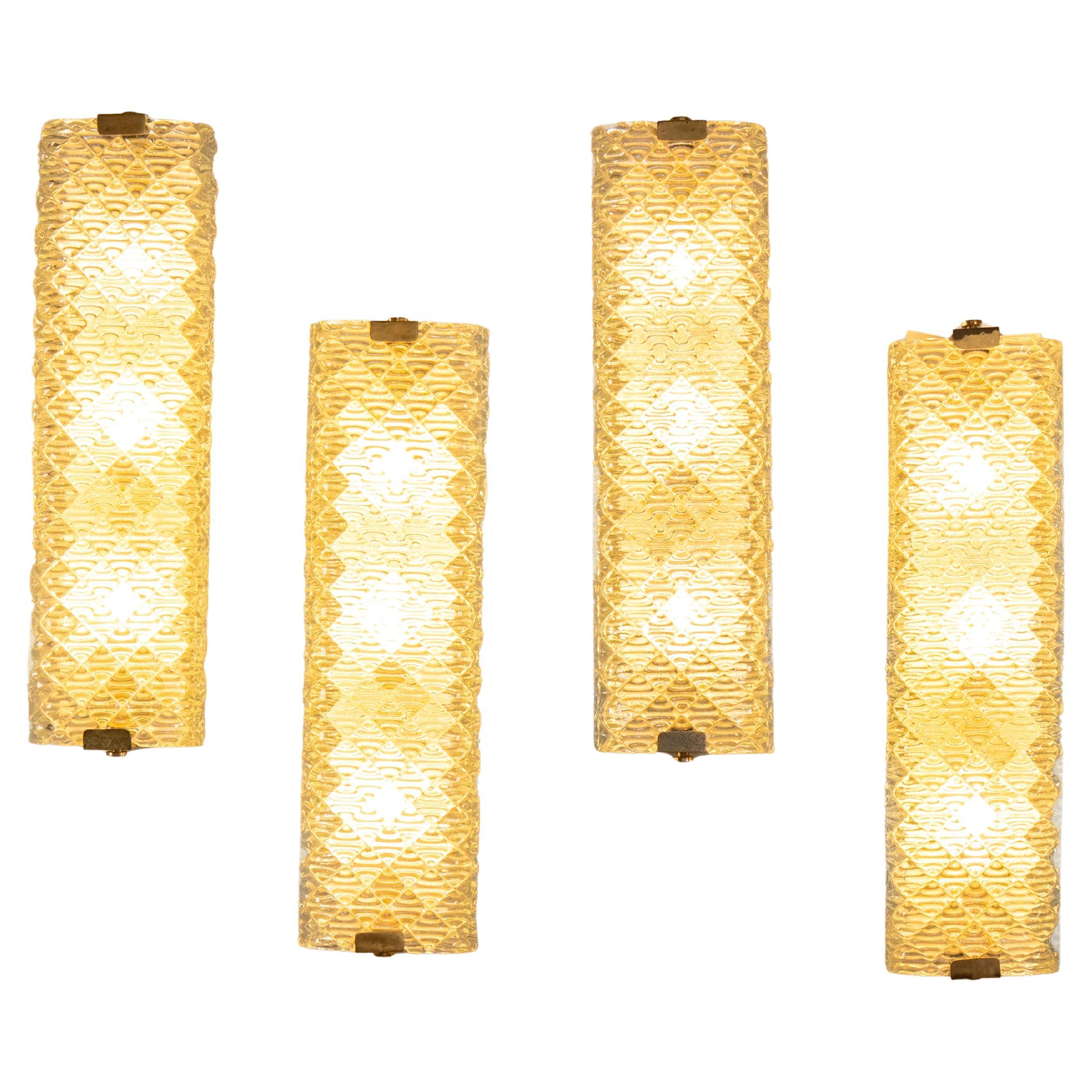 Set di 4 Applique in vetro di Murano, Attributed to Venini