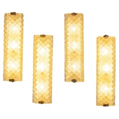 Set of 4 Murano Glass Wall Lights, Attributed to Venini