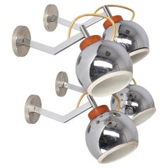 Set de 4 lampes murales 70s applique murale en métal chromé design italien
