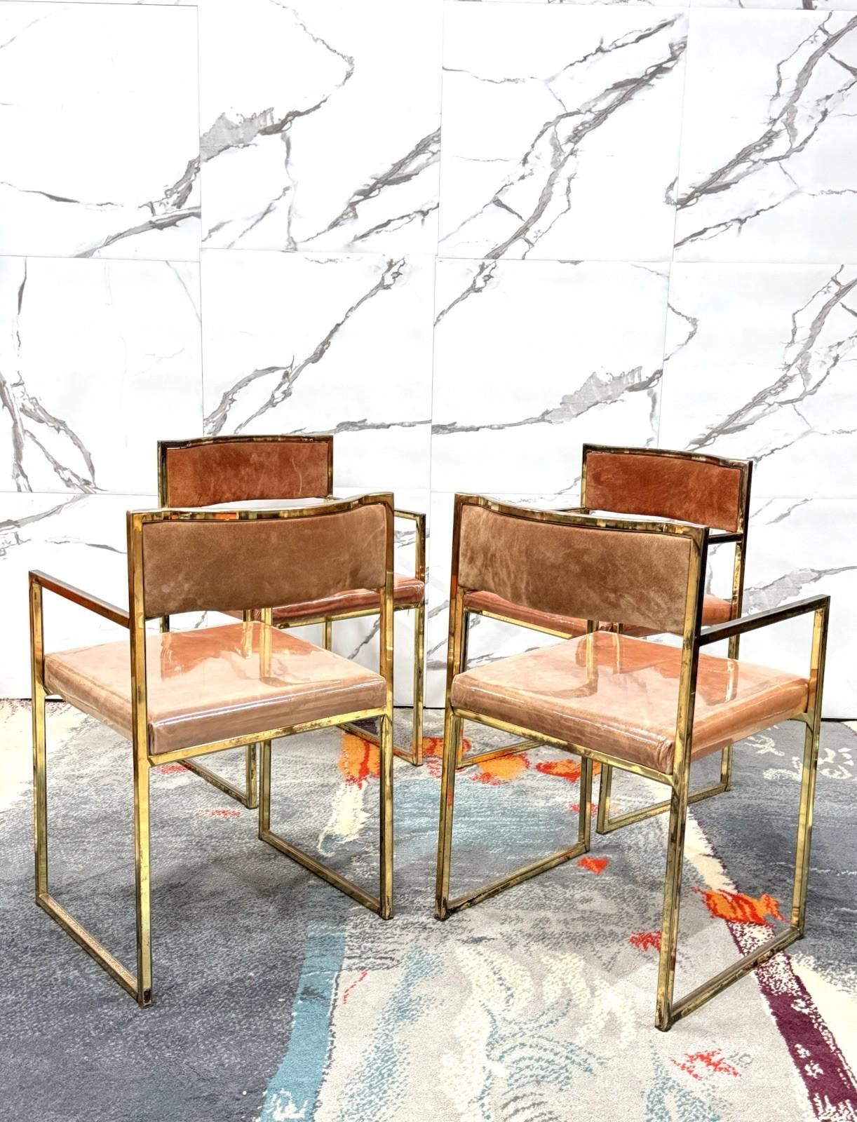 Italian Set Di 4 Poltroncine Da Pranzo Hollywood Regency Anni 70 Modernariato in vendita